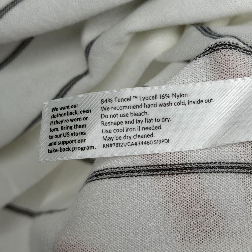 EILEEN FISHER Sweater 2XS Tencel Nylon Sheer Oversized Striped Pullover White - Picture 8 of 11